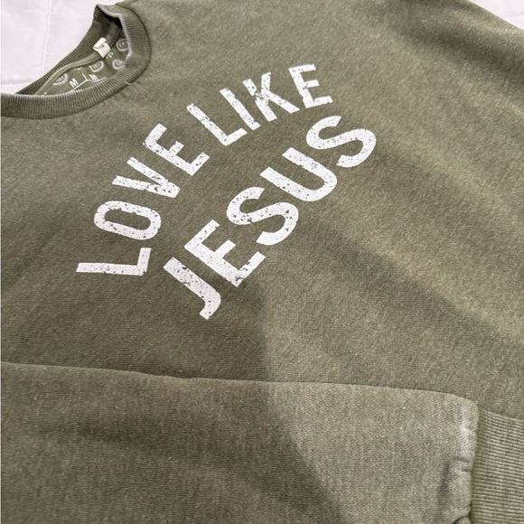 Olive Green 'Love Like Jesus' Sweatshirt - Picture 1 of 4